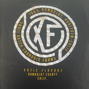 Xotic Flavorz Small Batch Cannabis Farms Black and Gold Graphic Tee